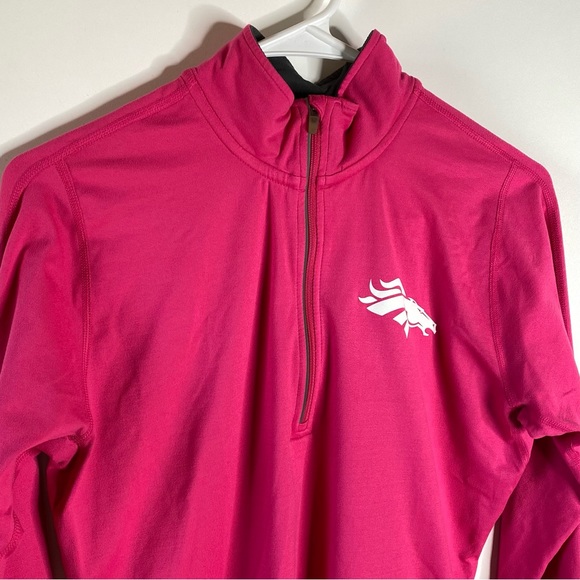 Nike Women NFL Team Apparel 1/4 Pullover Broncos Sz M Pink Breast Cancer Ribbion - Picture 2 of 9